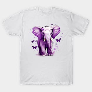 Cute Baby Elephant with Butterflies Design T-Shirt